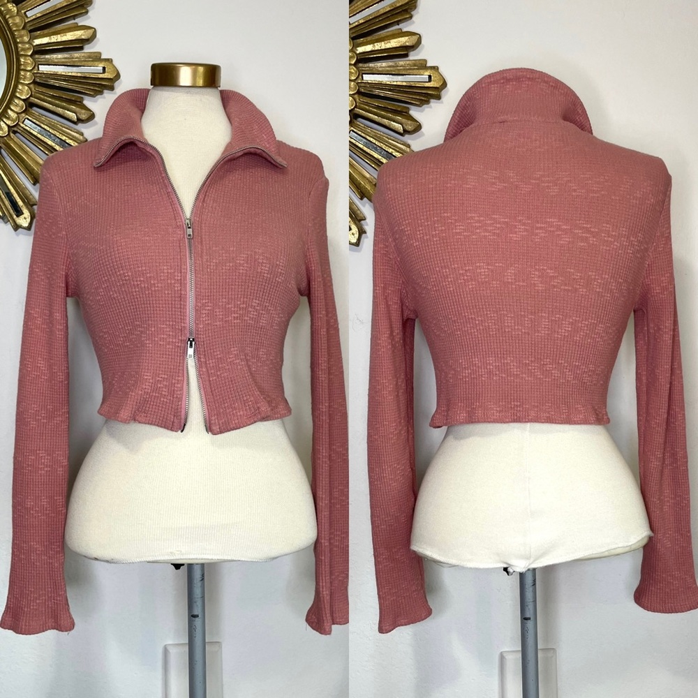 Painted Threads Zip Long Sleeve Crop Top